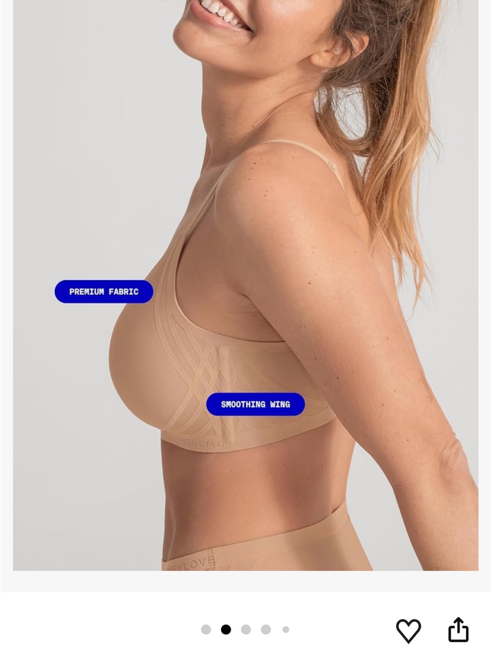 HONEYLOVE Silhouette Wireless Bra Support with No Underwire XL